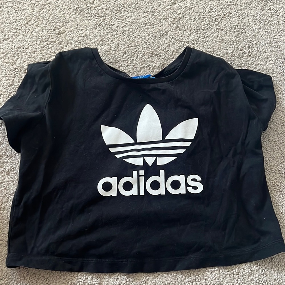 Adidas Crop Top, Black and White, Size Medium